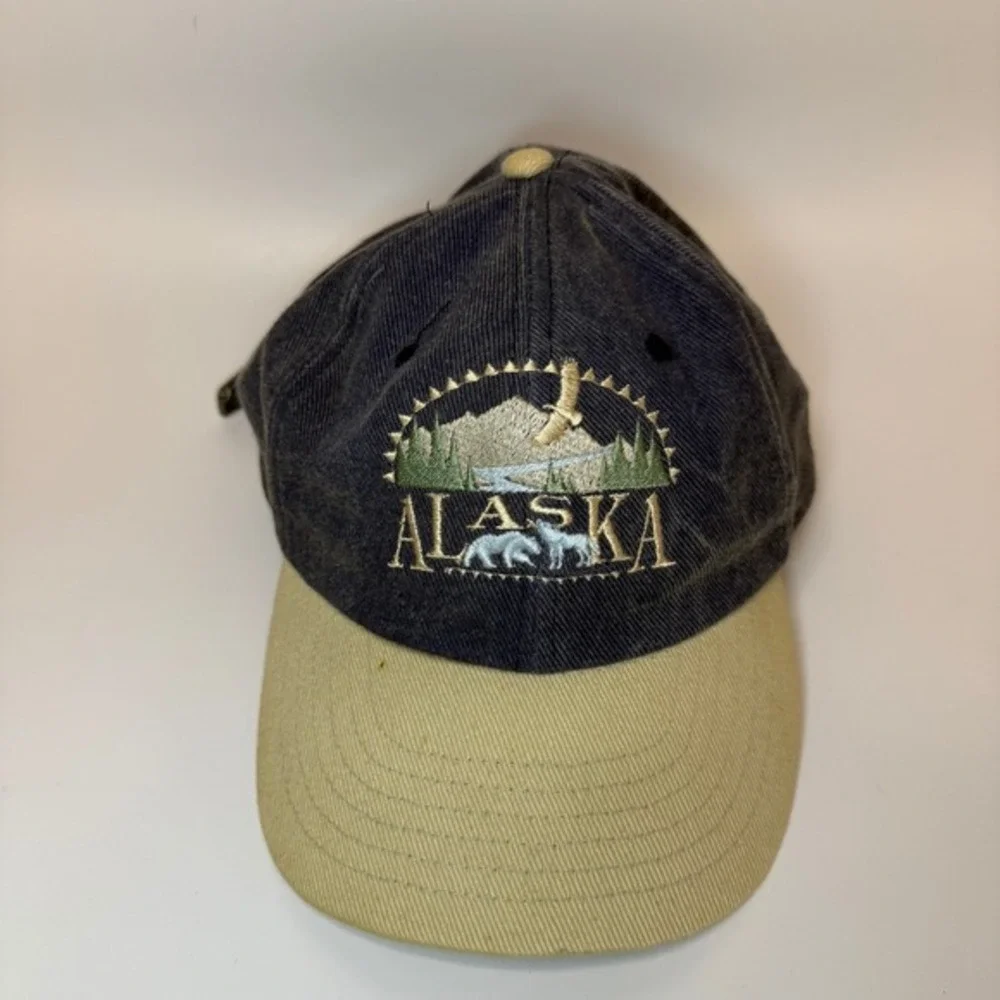 Alaska Arctic Circle Enterprises Blue Denim Tan Cotton Baseball‎ Cap OSFM Hat